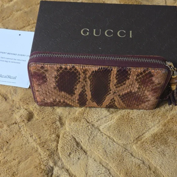 Gucci Brown and Purple Snake Pattern Wallet - Picture 7 of 9